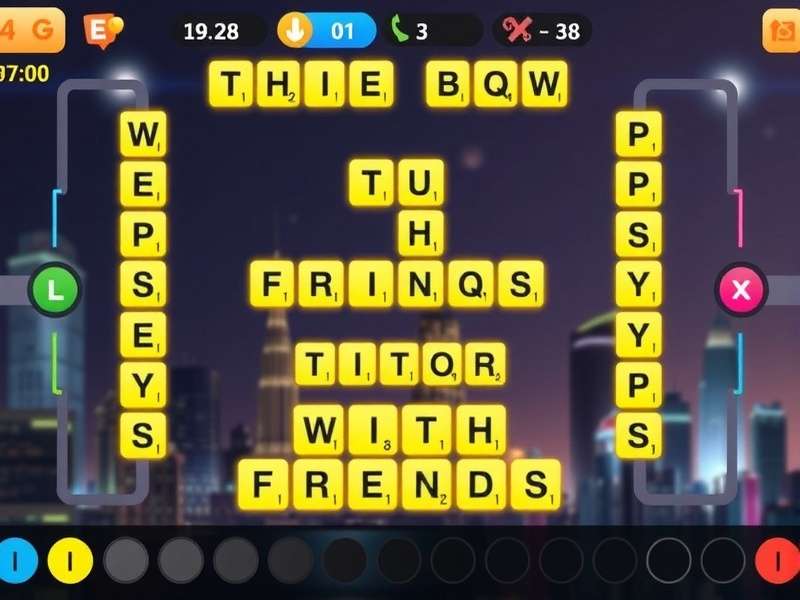 Words With Friends game board with strategic tile placement