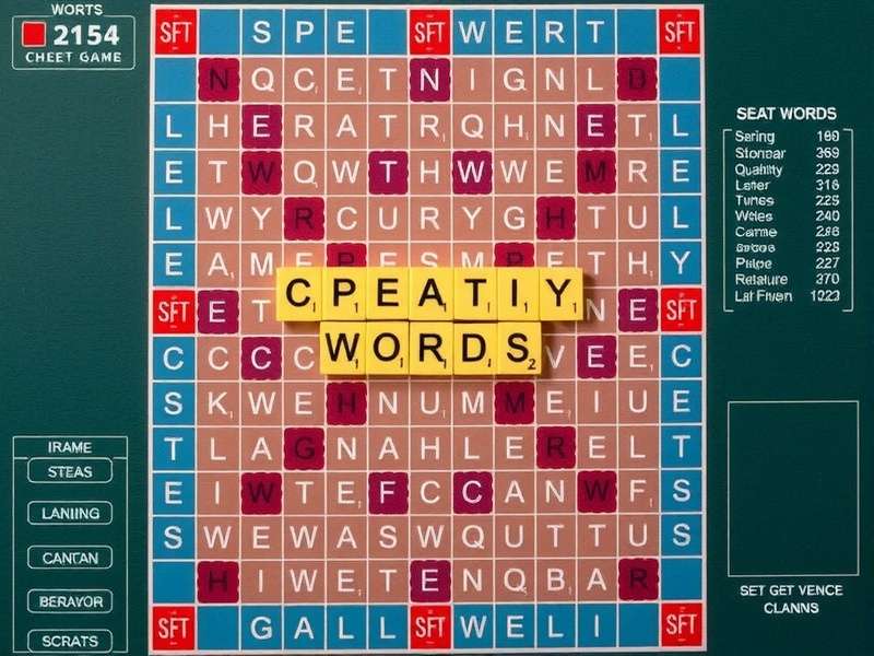 A close-up of a competitive Words With Friends game board with high-scoring tiles placed