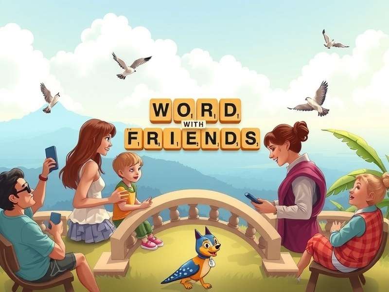 A close-up view of a competitive Words with Friends game board showing high-scoring word placements