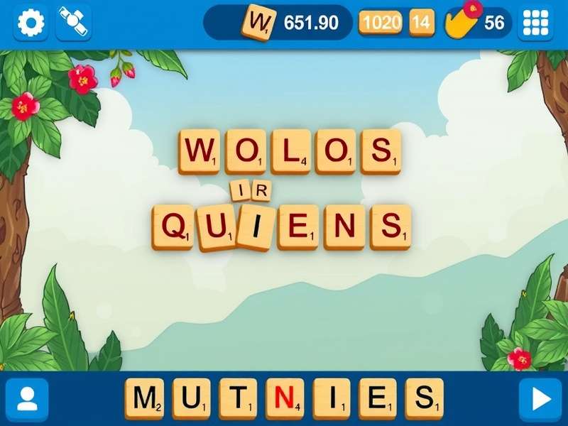 Words With Friends game board with strategic word placement showing high-scoring short words