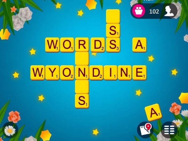 Words With Friends game board with tiles and strategic placements