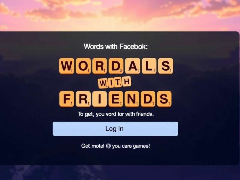 Words With Friends game interface on a mobile device showing social login options