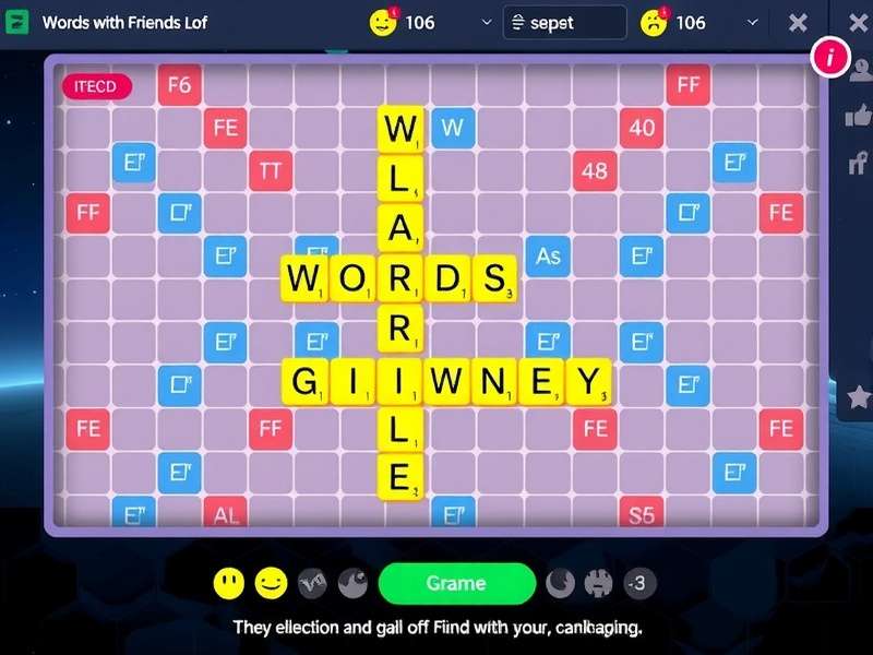 Words With Friends game board with strategic word placement