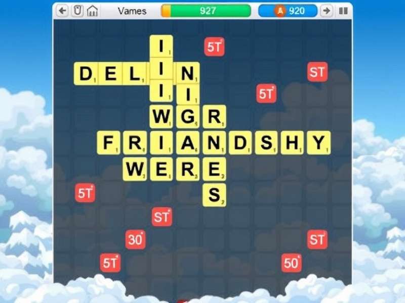 Words With Friends 2 game board with strategic tile placement