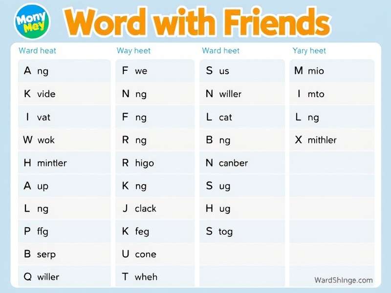 Words With Friends Cheat Sheet showing letter distribution and word combinations