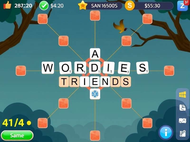 Words With Friends Zynga Online game interface showing a multiplayer word match in progress
