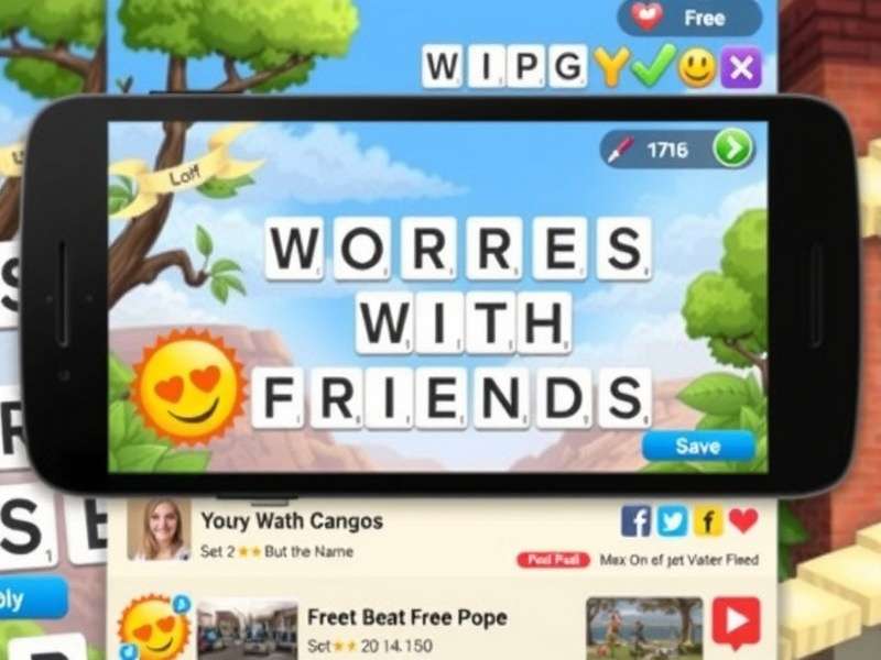 Words With Friends Facebook App gameplay on desktop and mobile showing word tiles and board
