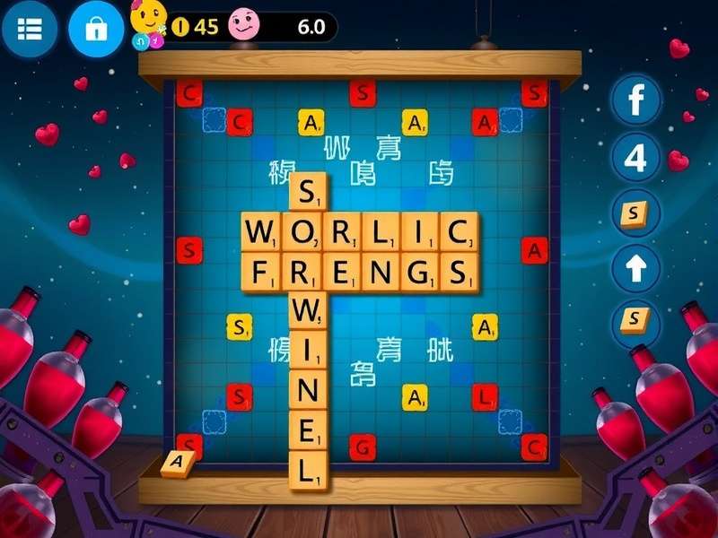 Scrabble Words With Friends Wineverygame board with winning tiles and high-score highlights